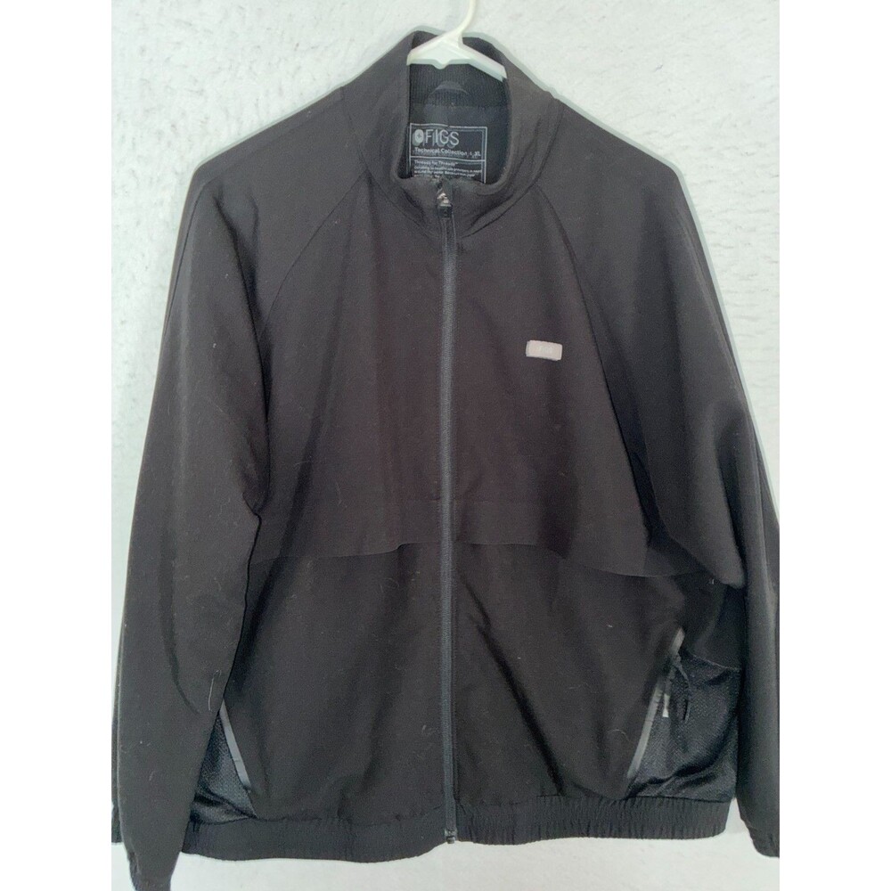 Figs Sydney Performance Scrub Jacket Black XL Technical Collection full Zip Mesh